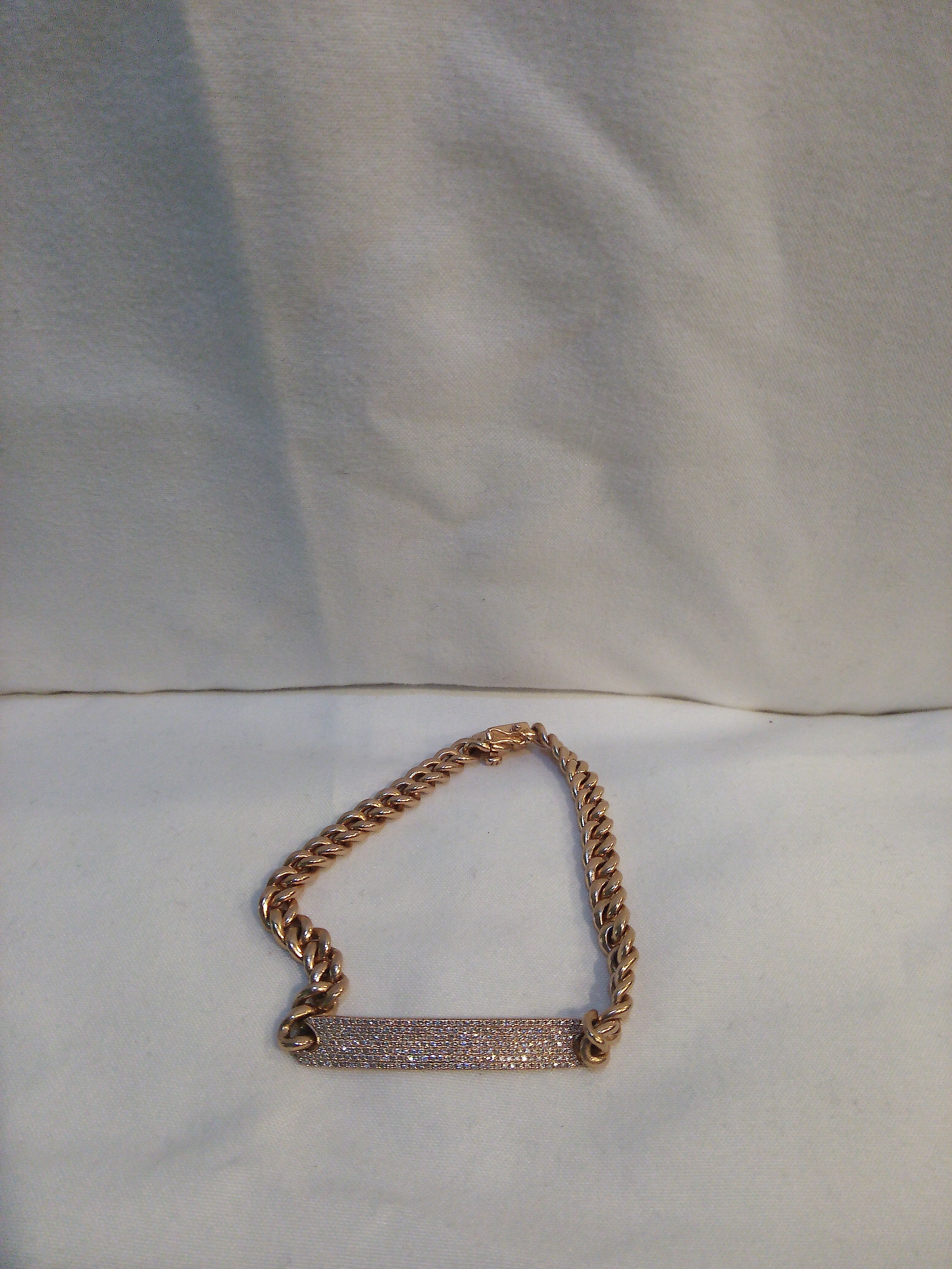 14K Rose Gold Cuban-Link Diamond Bar Bracelet