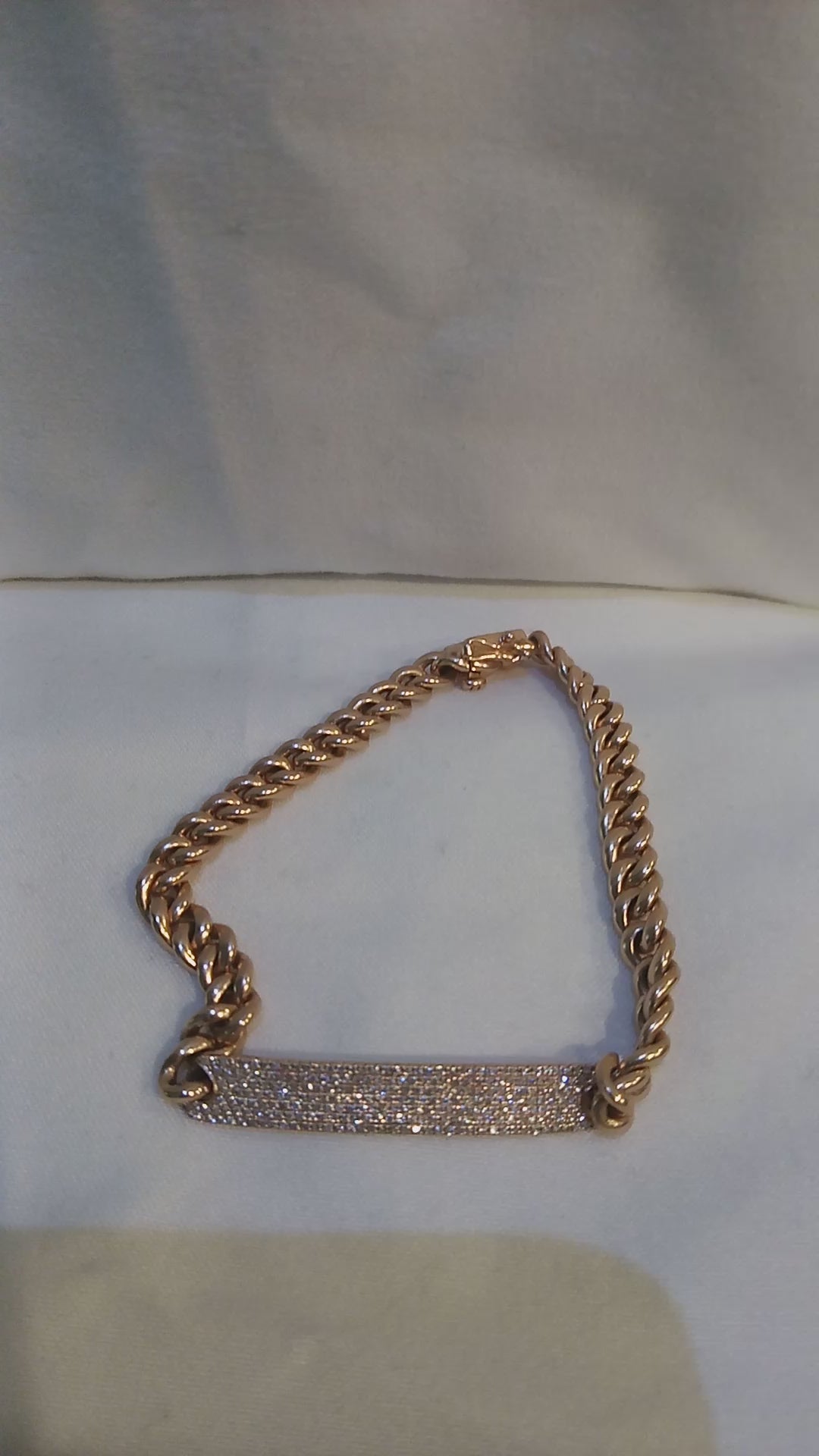 14K Rose Gold Cuban-Link Diamond Bar Bracelet